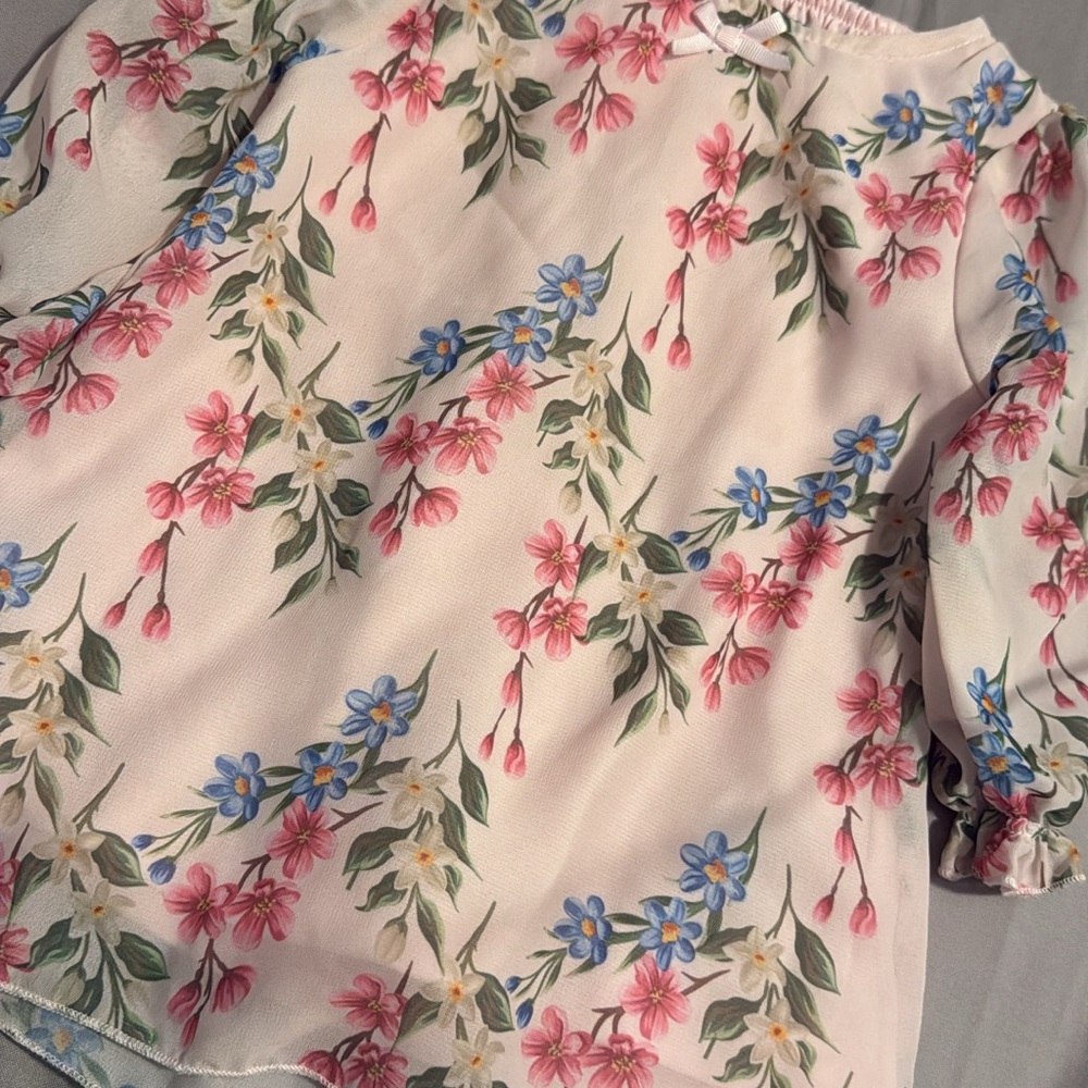 Rene Rofe Pink and Blue Floral Kids Dress